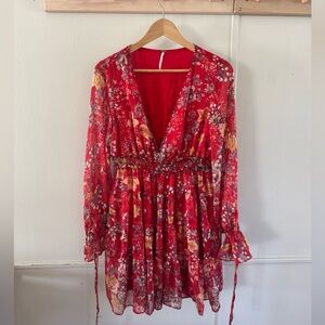 Free People Closer to The Heart Mini Dress Red Size Medium